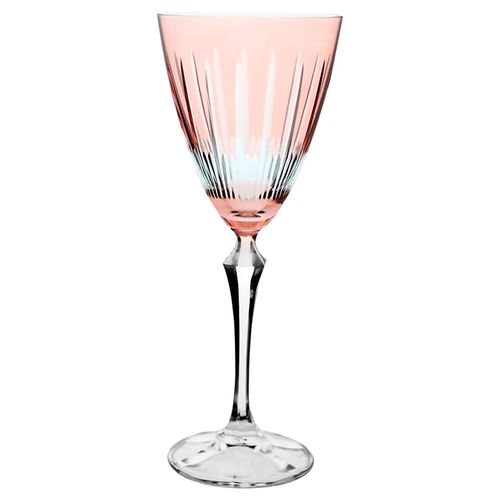 Taça lapidada em cristal para vinho tinto Bohemia Elizabeth 250ml rosa