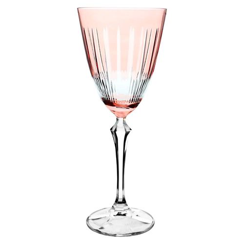Taça lapidada em cristal para água Bohemia Elizabeth 350ml rosa