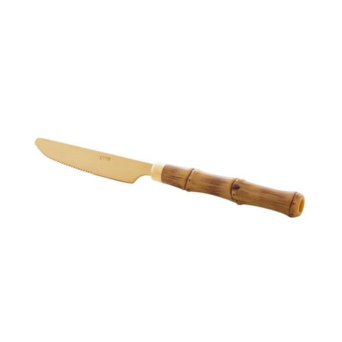 Jogo de facas para sobremesa em inox com cabo plástico Lyor Bambu 20cm dourado 6 peças