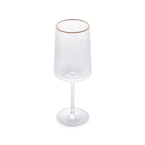 Taça de vinho em cristal ecológico martelado com borda dourada Lyor Petra 500ml