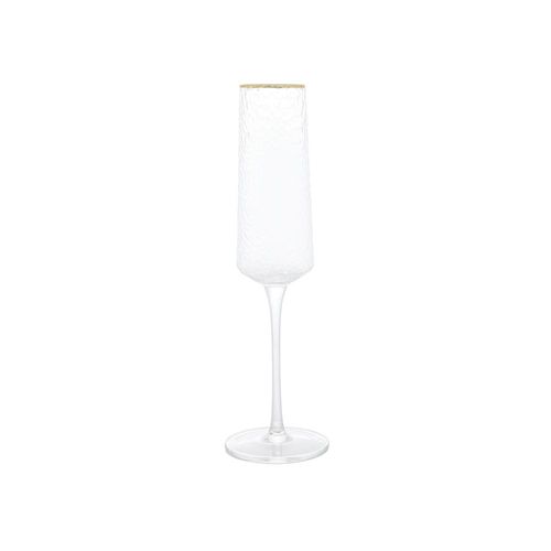 Taça de champanhe em cristal ecológico martelado com borda dourada Lyor Petra 300ml