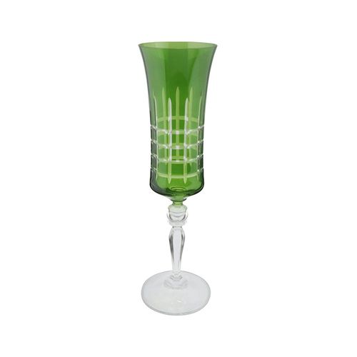 Taça para champanhe lapidada em cristal ecológico Bohemia Grace 190ml verde