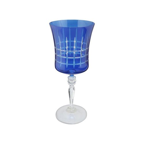 Taça para água lapidada em cristal ecológico Bohemia Grace 300ml azul