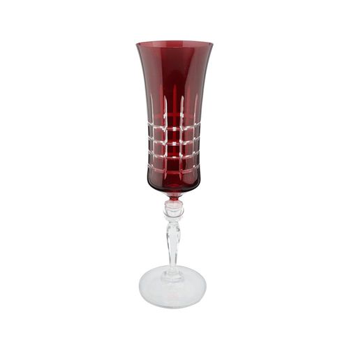 Taça para champanhe lapidada em cristal ecológico Bohemia Grace 190ml vermelha