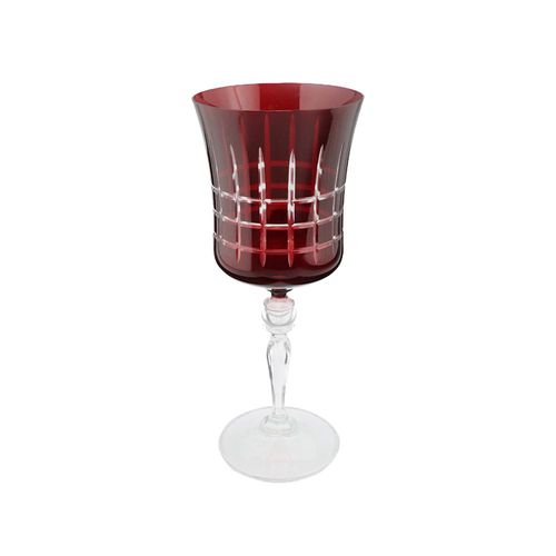 Taça para água lapidada em cristal ecológico Bohemia Grace 300ml vermelha