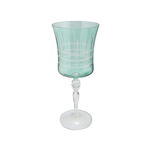 Taça para água lapidada em cristal ecológico Bohemia Grace 300ml verde gris