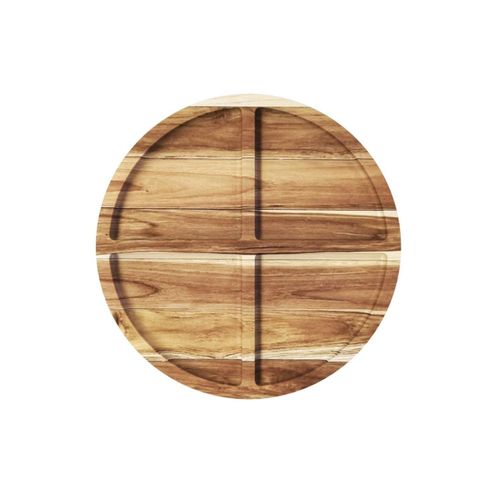 Petisqueira redonda em madeira teca com 4 divisões Stolf 24cm