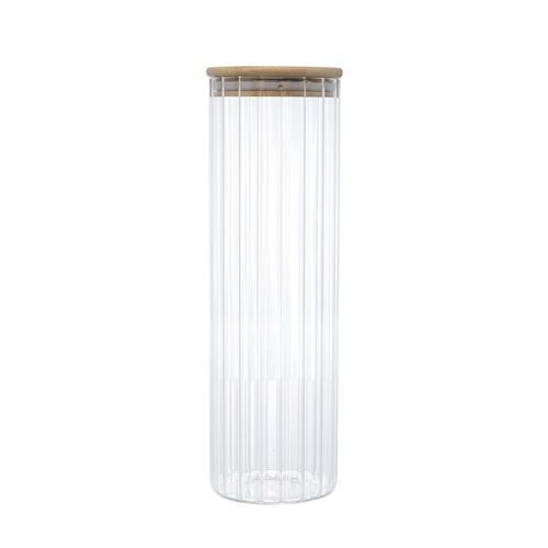 Pote mantimento em vidro com tampa bambu Wolff 1,3 litro