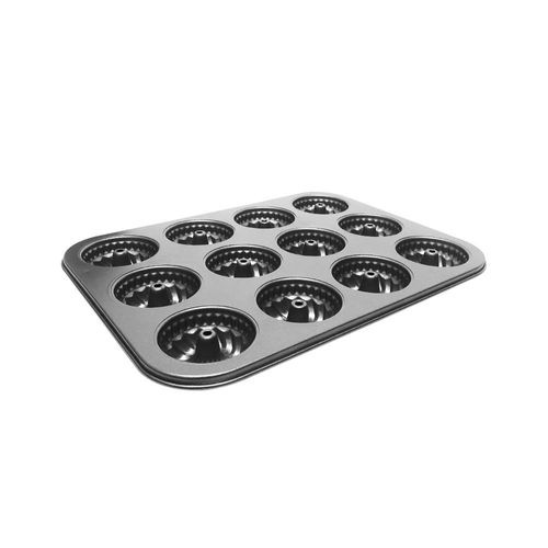Forma para cupcakes 12 divisões em aço laminado Casíta 26,5x35x3,5cm preta