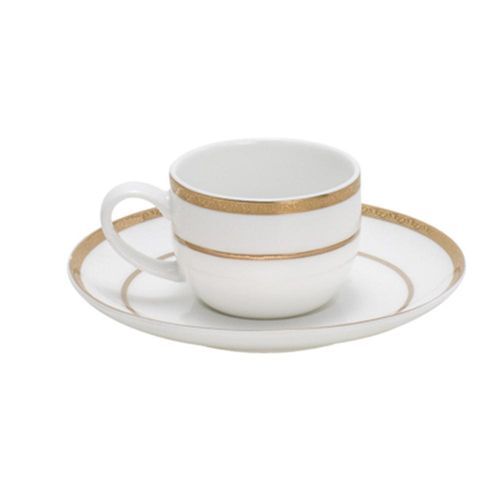 Jogo de xícaras de chá em porcelana Wolff Bone china gold branco 6 peças