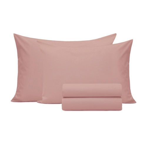 Jogo de lençol duplo com elástico Domani DMI king rosa escuro 100% algodão