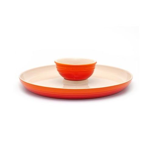 Prato para aperitivo em cerâmica Le Creuset Stoneware 34cm laranja Prato para aperitivo em cerâmica Le Creuset Stoneware 34cm laranja