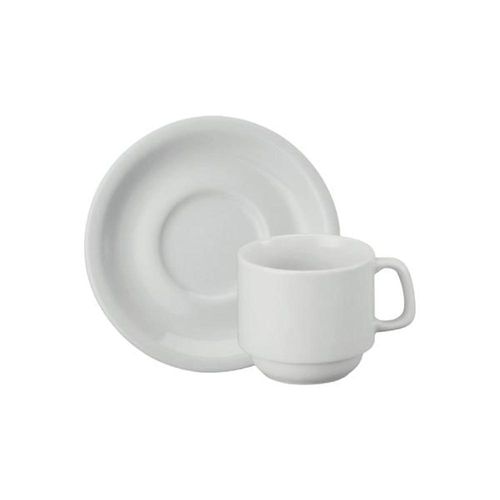 Xícara de chá com pires em porcelana Schmidt Cilíndrica 200ml