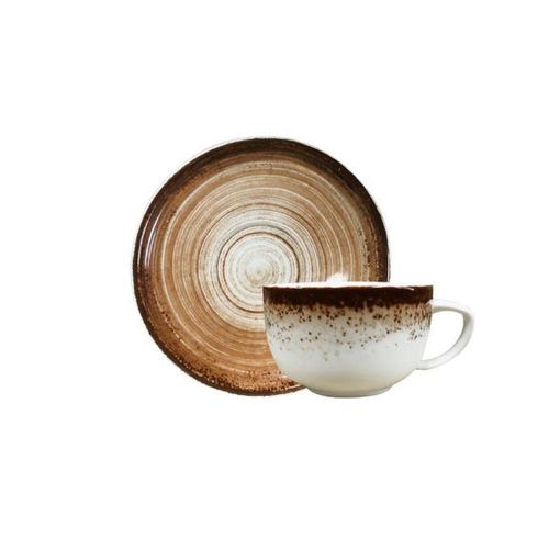 Xícara para café com pires em porcelana Schmidt Esfera 100ml marrom