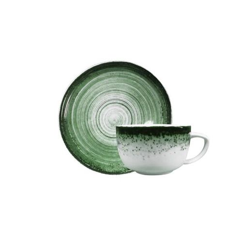 Xícara para café com pires em porcelana Schmidt Esfera 100ml verde