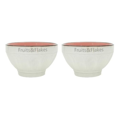 Jogo de bowls em porcelana Bon Gourmet Allure 2 peças 700ml rosa