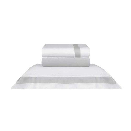 Jogo de lençol Naturalle St Germain 300 fios queen branco/prata Jogo de lençol Naturalle St Germain 300 fios queen branco/prata