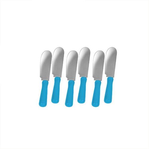 Jogo espátulas para patê em aço Uny Gift 10cm 6 peças azul