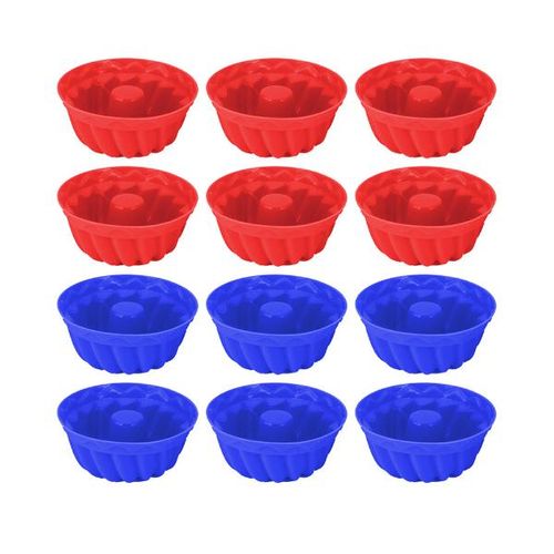 Jogo formas minipudim Uny Gift 6cm 12 peças vermelho e azul