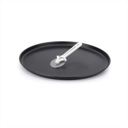 Forma para pizza alumínio com cortador Multiflon 35cm preta