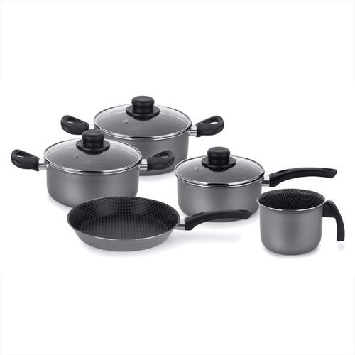 Jogo panelas em alumínio Multiflon Bella 5 peças cinza Jogo panelas em alumínio Multiflon Bella 5 peças cinza