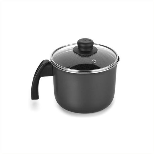 Fervedor em alumínio com tampa Multiflon Gourmet 14cm preto