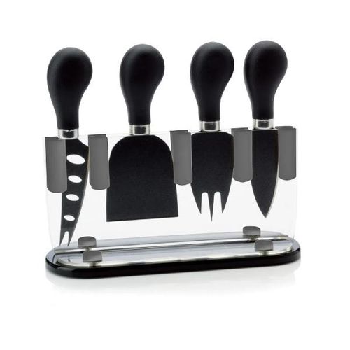 Jogo facas para queijo inox Kenya 5 peças preto Jogo facas para queijo inox Kenya 5 peças preto