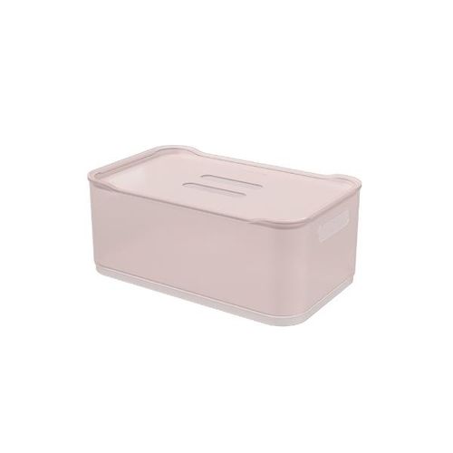 Cesta em plástico com tampa Coza Fit grande rosa translúcido