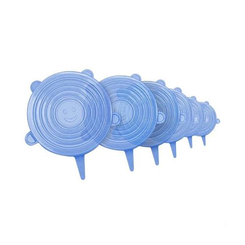 Jogo de tampas em silicone Uny Gift 6 peças azul