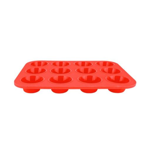 Forma 12 mini bolos em silicone Uny Gift 25x19x2cm vermelha Forma 12 mini bolos em silicone Uny Gift 25x19x2cm vermelha