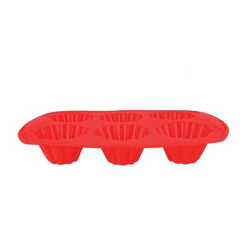 Forma 6 mini bolos em silicone Uny Gift 30x20,5cm vermelha