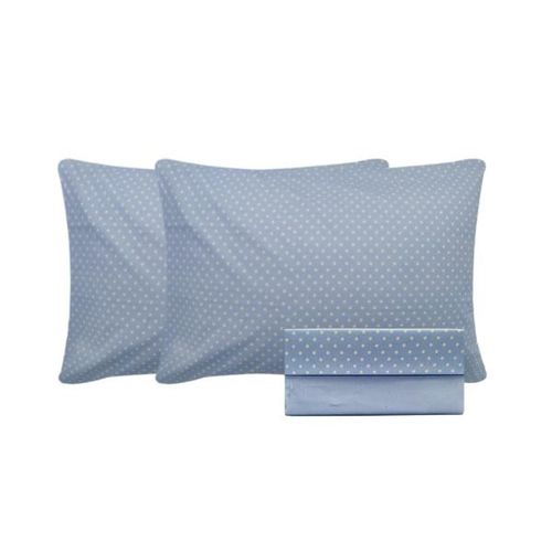 Jogo de lençol duplo com elástico Domani DMI Poá queen estampado 100% algodão azul Jogo de lençol duplo com elástico Domani DMI Poá queen estampado 100% algodão azul