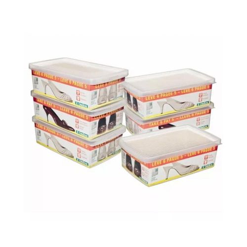 Jogo caixas em plástico para sapatos Ordene M 6 peças Jogo caixas em plástico para sapatos Ordene M 6 peças