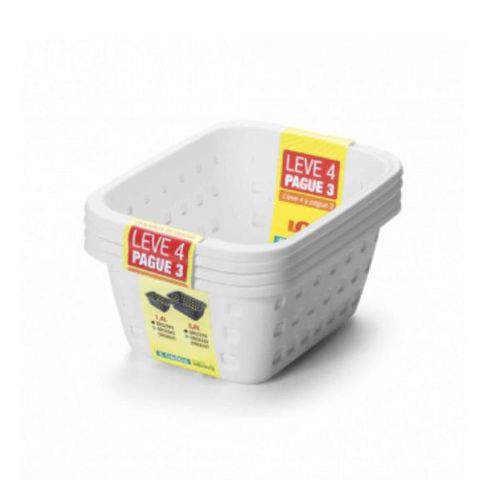 Jogo de cestos Ordene Long 1,4 litro branco leve 4 peças Jogo de cestos Ordene Long 1,4 litro branco leve 4 peças