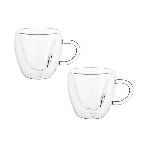 Jogo xícaras parede dupla em vidro Dynasty Coração 230ml 2 peças Jogo xícaras parede dupla em vidro Dynasty Coração 230ml 2 peças