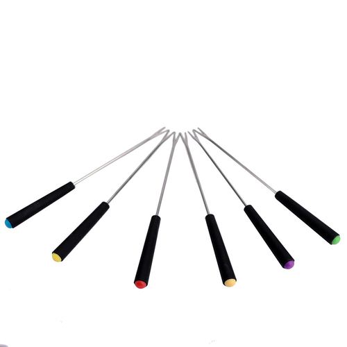 Jogo de garfos para fondue com cabo em inox Dynasty 23cm 6 peças preto