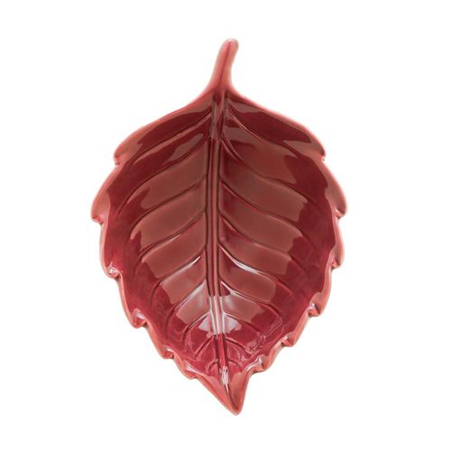 Folha Decorativa cerâmica Royal Decor 20x14x6cm vermelha