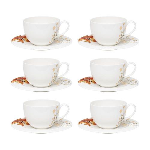 Jogo de xícaras chá em porcelana Strauss Fiori 270ml 6 peças