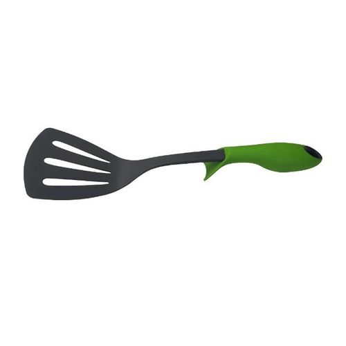 Espátula reta vazada em plástico OU 32,5cm verde e preto Espátula reta vazada em plástico OU 32,5cm verde e preto