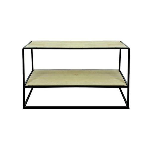 Mesa de centro retangular com 2 partições em ferro e madeira Monte Real 80x40x50cm preto Mesa de centro retangular com 2 partições em ferro e madeira Monte Real 80x40x50cm preto