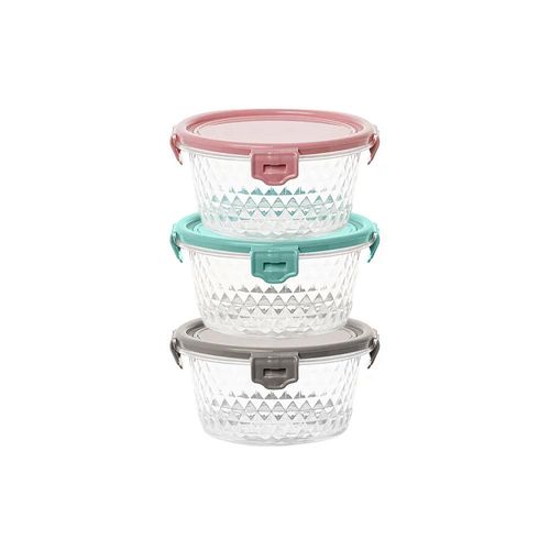 Jogo de potes cristal em plástico Plasvale 550ml 3 peças Jogo de potes cristal em plástico Plasvale 550ml 3 peças