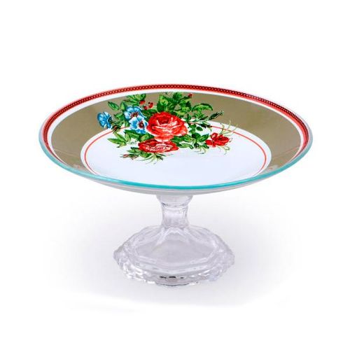 Prato de bolo em vidro com pé Decorglass 16,5x10,5cm Prato de bolo em vidro com pé Decorglass 16,5x10,5cm