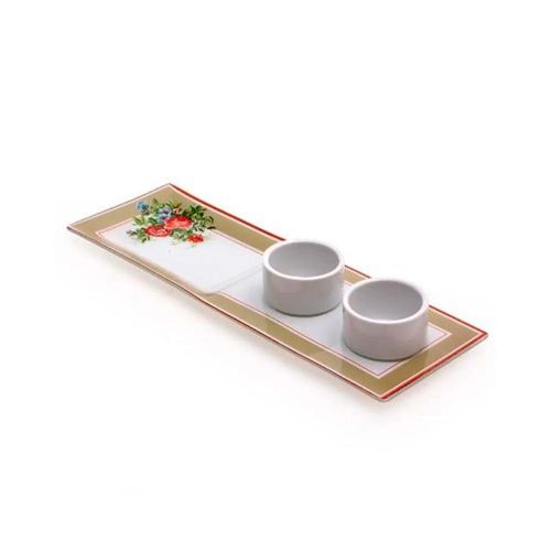 Petisqueira retangular com 3 divisões Decorglass 39,5x13x5,5cm Petisqueira retangular com 3 divisões Decorglass 39,5x13x5,5cm