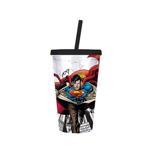 Copo em plástico com canudo Urban Superman 500ml Copo em plástico com canudo Urban Superman 500ml