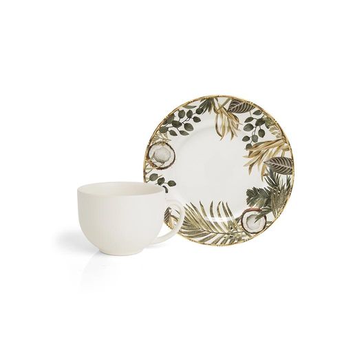 Xícara com pires em cerâmica Copa&Cia Aquarelle Costa Rica 283ml Xícara com pires em cerâmica Copa&Cia Aquarelle Costa Rica 283ml