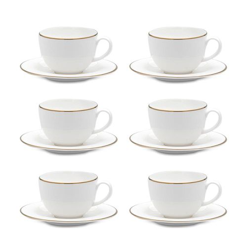 Jogo de xícaras para chá em porcelana Strauss Gold 270ml 6 peças Jogo de xícaras para chá em porcelana Strauss Gold 270ml 6 peças