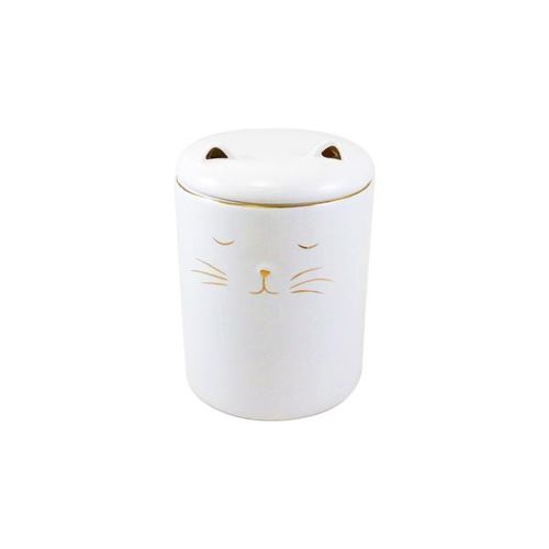 Pote decorativo em cerâmica Mart Gato 16x12cm branco Pote decorativo em cerâmica Mart Gato 16x12cm branco