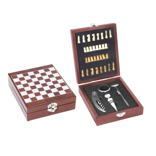 Jogo para vinho com jogo de xadrez Uny Gift 5 peças 17,5cm