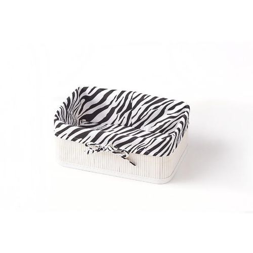 Cesto retangular em bambu e tecido Bencafil Zebra branco 30cm Cesto retangular em bambu e tecido Bencafil Zebra branco 30cm