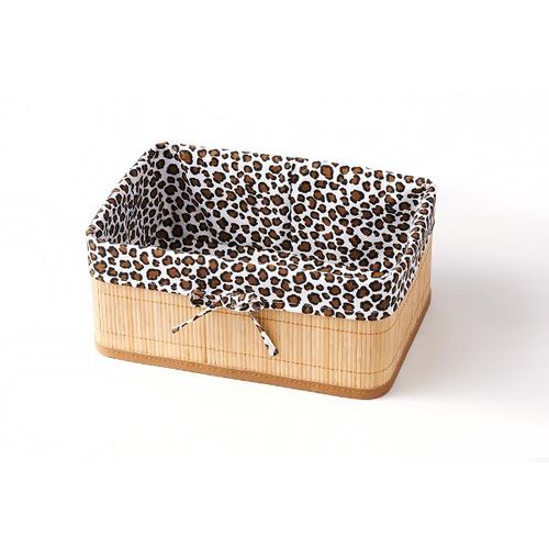 Cesto retangular em bambu e tecido Bencafil Leopardo 35cm